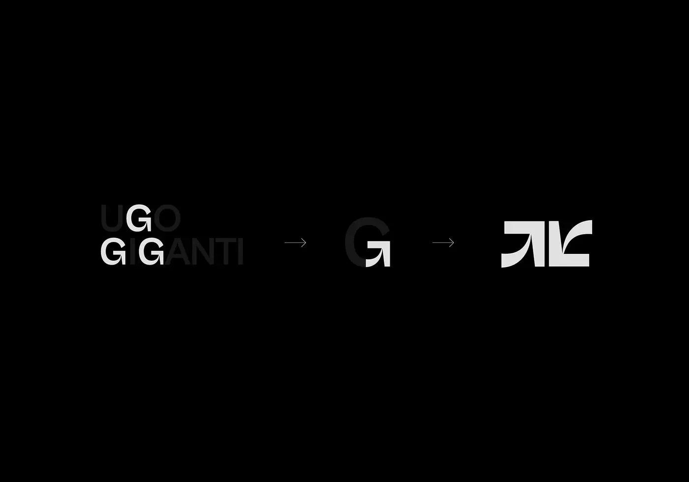 Construction du monogramme à partir des lettres G du nom Ugo Giganti